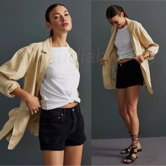 PILCRO - Oversized Linen Blend Blazer in Beige - Picture 1 of 12